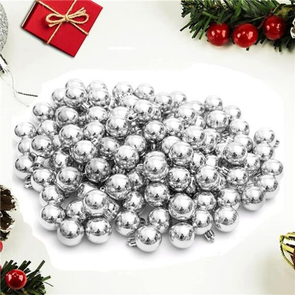 Christmas Ball Ornaments Silver 144pcs Small Christmas Tree Balls - Picture 4 of 6